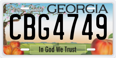 GA license plate CBG4749