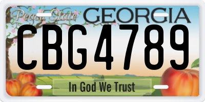GA license plate CBG4789