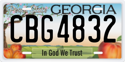 GA license plate CBG4832