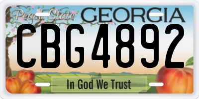 GA license plate CBG4892