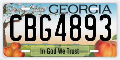 GA license plate CBG4893