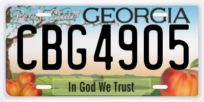 GA license plate CBG4905