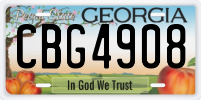 GA license plate CBG4908