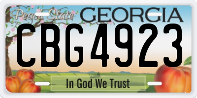 GA license plate CBG4923