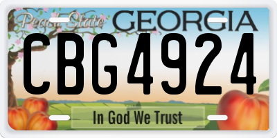 GA license plate CBG4924
