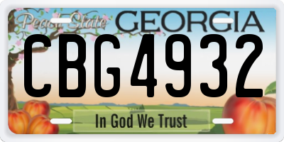 GA license plate CBG4932
