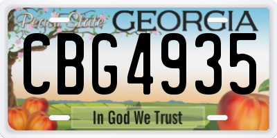 GA license plate CBG4935