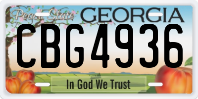GA license plate CBG4936