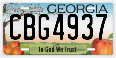 GA license plate CBG4937