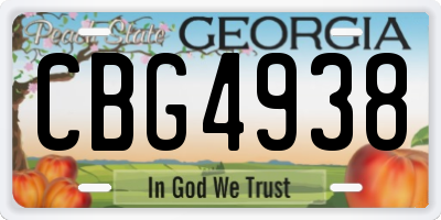 GA license plate CBG4938