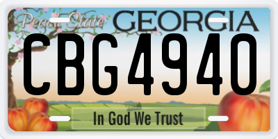 GA license plate CBG4940