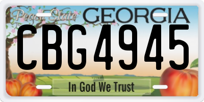 GA license plate CBG4945