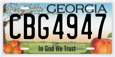 GA license plate CBG4947