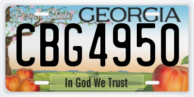 GA license plate CBG4950