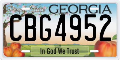 GA license plate CBG4952