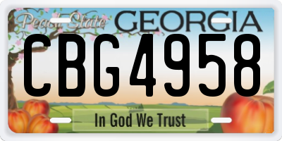 GA license plate CBG4958