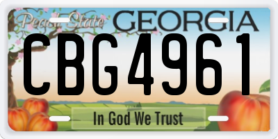 GA license plate CBG4961