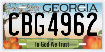 GA license plate CBG4962