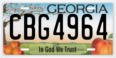 GA license plate CBG4964