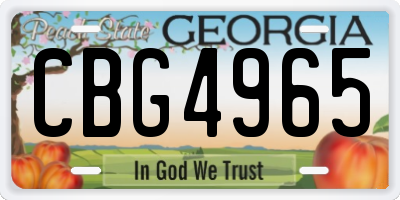 GA license plate CBG4965