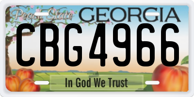GA license plate CBG4966