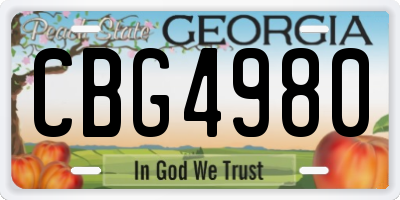 GA license plate CBG4980