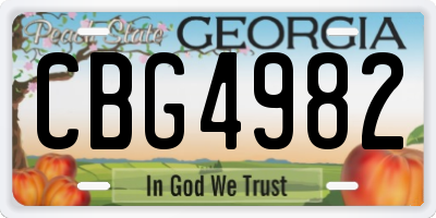 GA license plate CBG4982