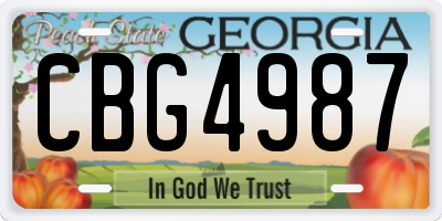 GA license plate CBG4987