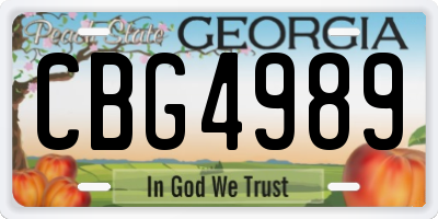 GA license plate CBG4989
