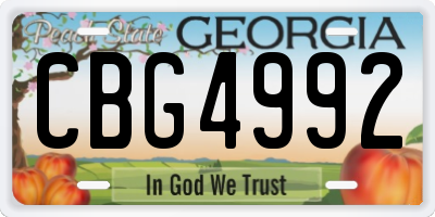 GA license plate CBG4992