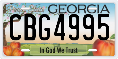 GA license plate CBG4995