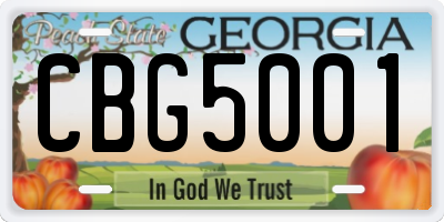 GA license plate CBG5001