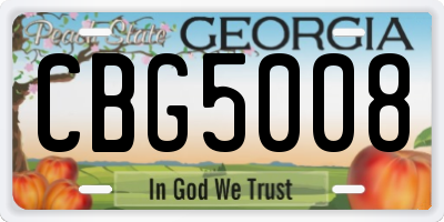 GA license plate CBG5008