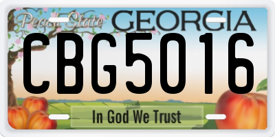 GA license plate CBG5016