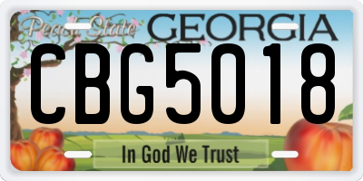 GA license plate CBG5018