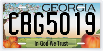 GA license plate CBG5019