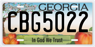 GA license plate CBG5022