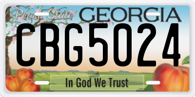 GA license plate CBG5024