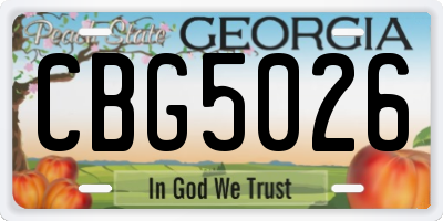 GA license plate CBG5026