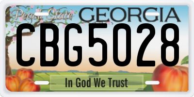 GA license plate CBG5028