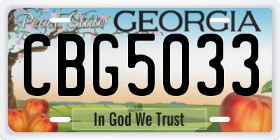 GA license plate CBG5033