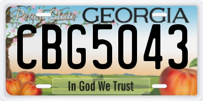 GA license plate CBG5043