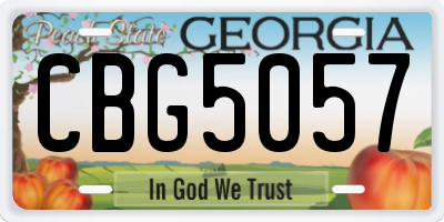 GA license plate CBG5057