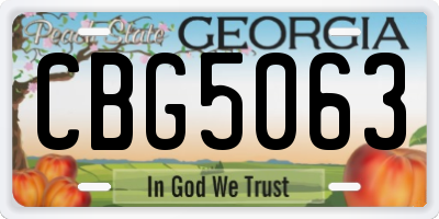 GA license plate CBG5063