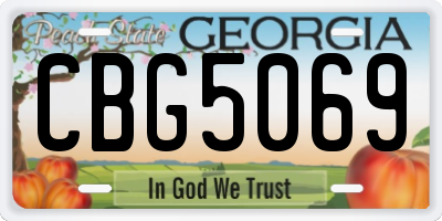 GA license plate CBG5069