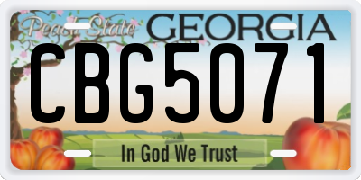 GA license plate CBG5071
