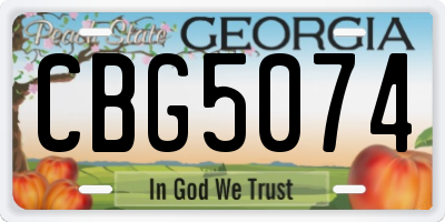 GA license plate CBG5074