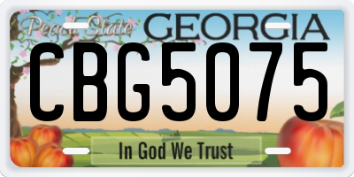 GA license plate CBG5075