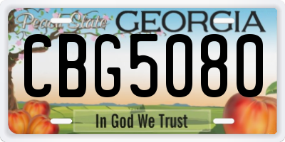 GA license plate CBG5080