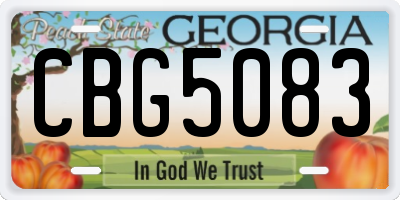 GA license plate CBG5083